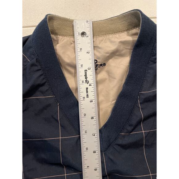 Dockers Golf Pullover Windbreaker Rain Vest Large Navy Tan Reversible Sz M men - Picture 6 of 7
